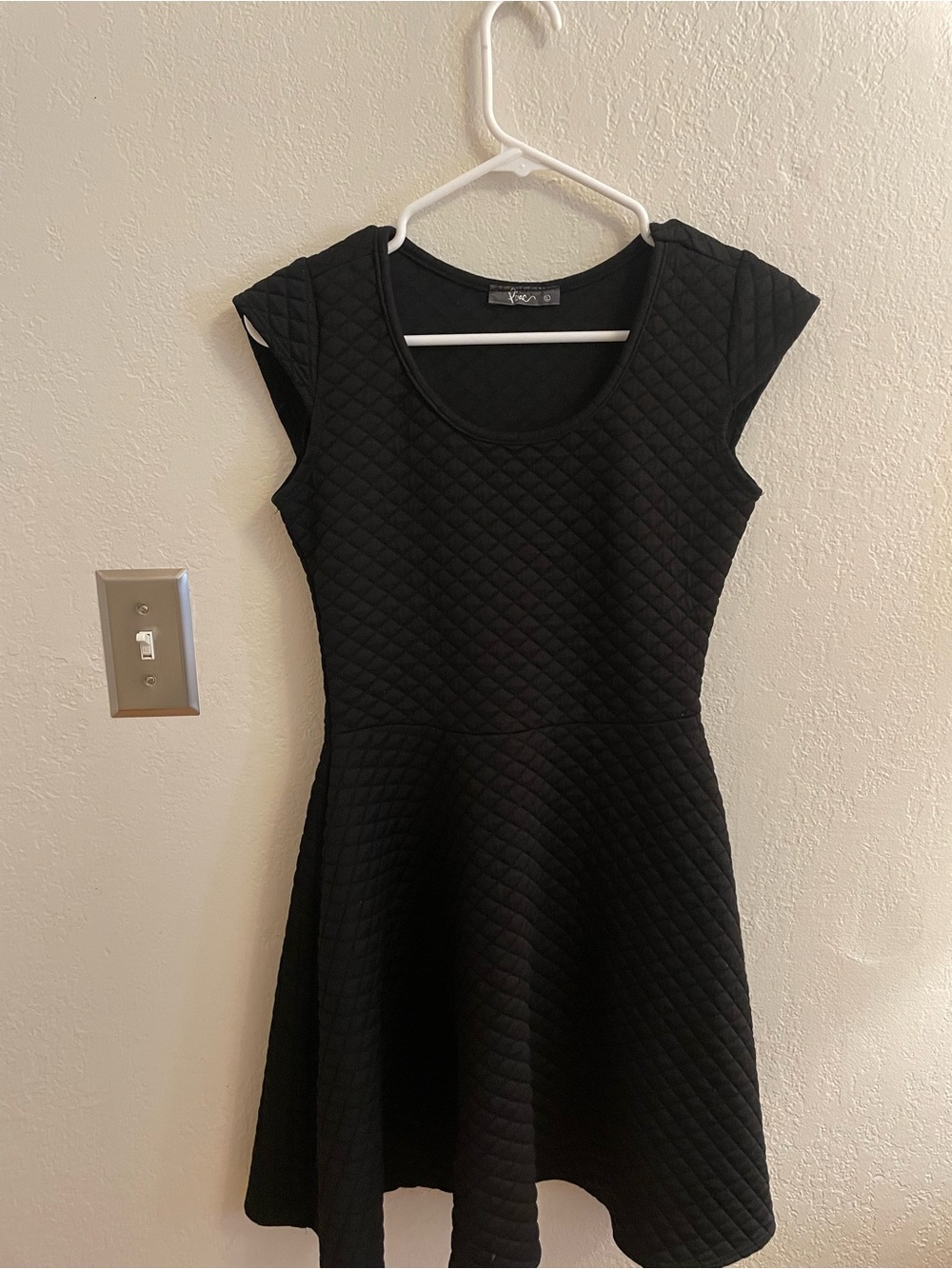 Pinc Black Quilted Scoop-Neck Fit & Flare Mini Dress